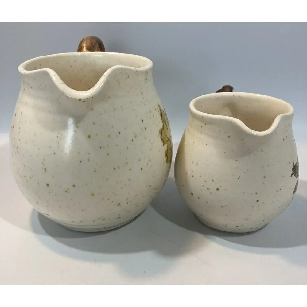Metlox Poppy Trail Autumn Leaf Woodland Small Gravy/Sauce Pitcher & Creamer Sof2